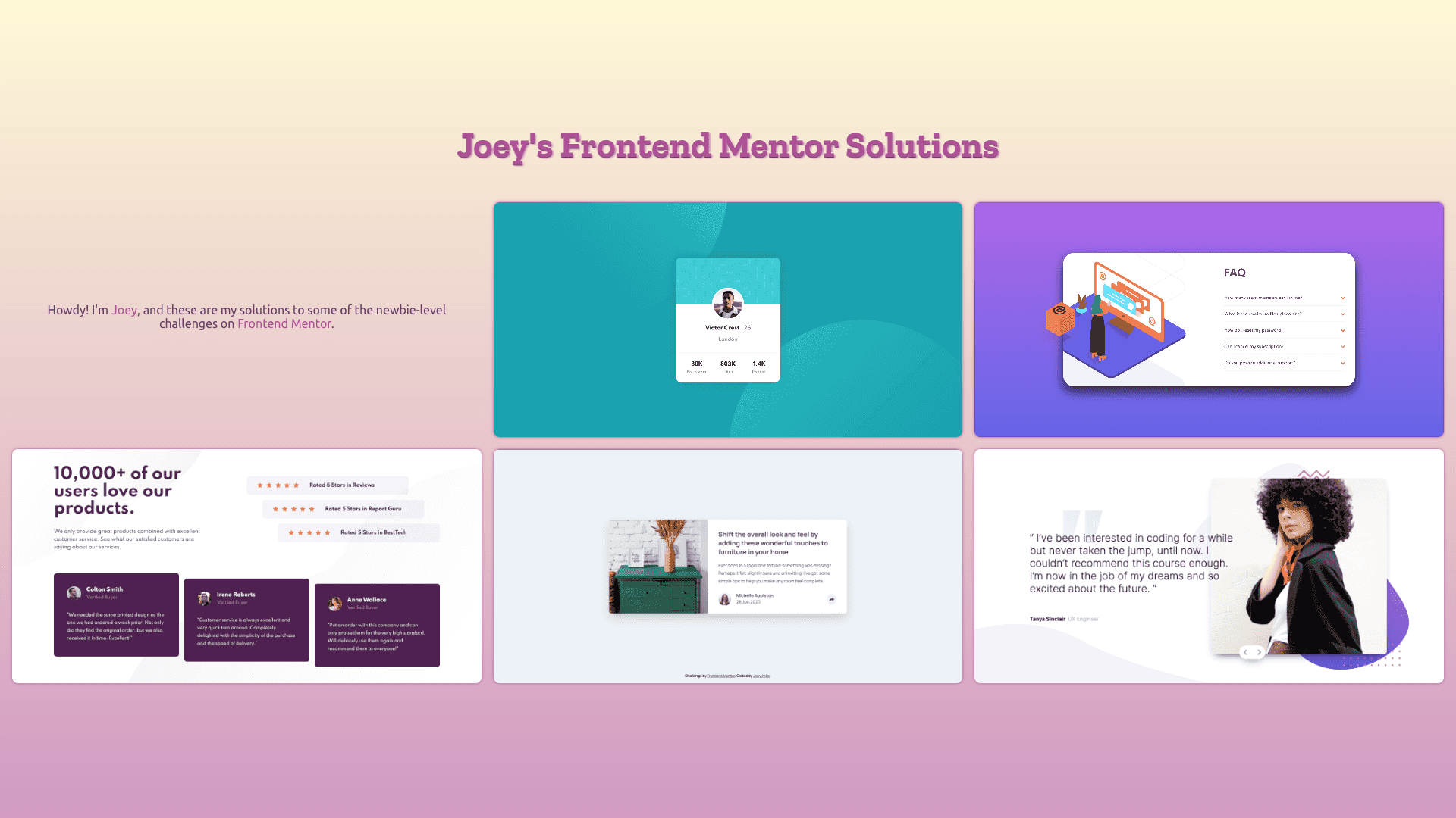 a series of small Frontend Mentor projects